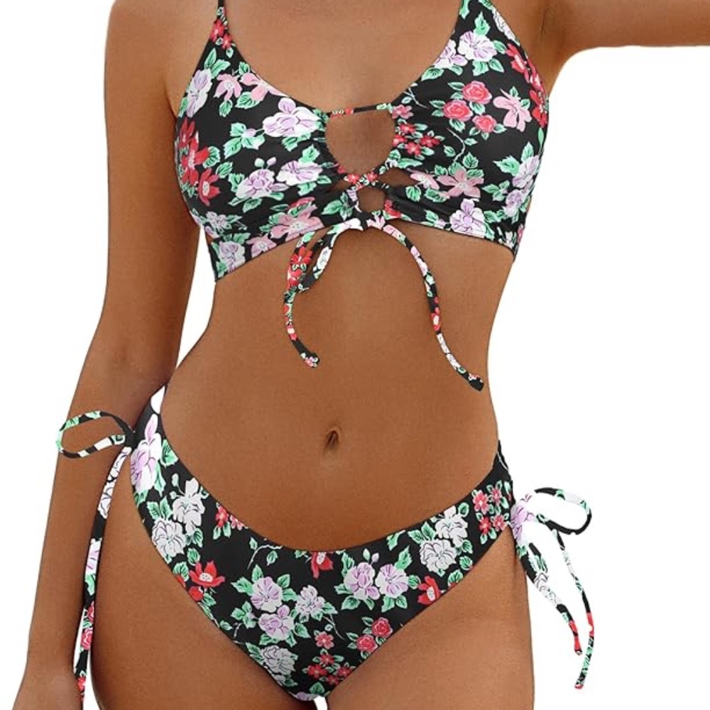 ZAFUL Women 2 Piece Swimsuits Spaghetti Strap Brazilian Bikini Lace Up Swimsuit